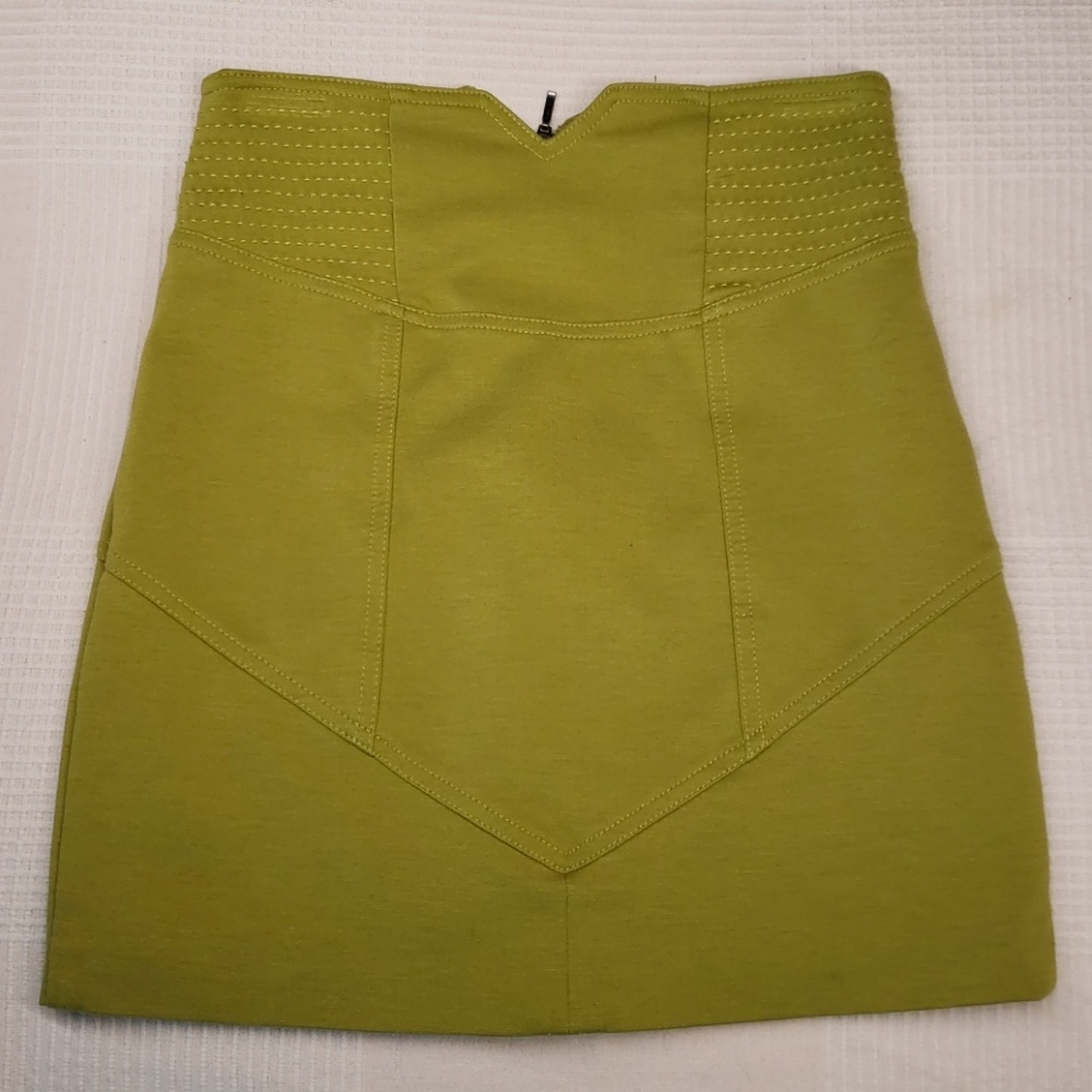 Chartreuse zipper mini skirt -sz 4